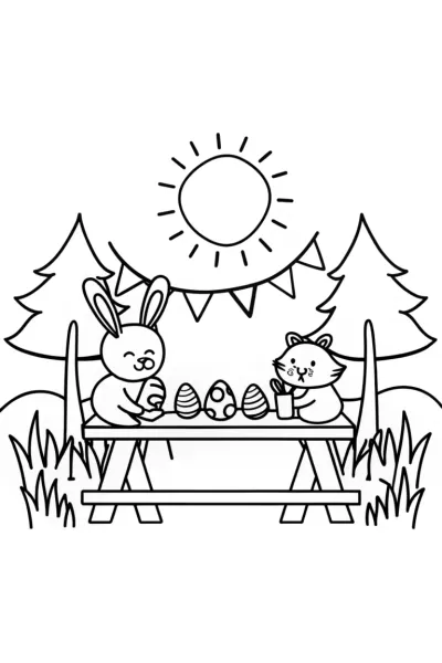 Easter Egg Decorating Festival Coloring Page