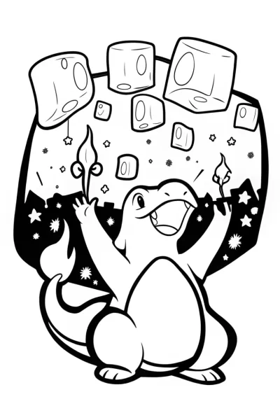 Charizard’s Lantern Festival Coloring Page