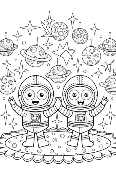 Bluey and Bingo’s Galactic Dance Party Coloring Page