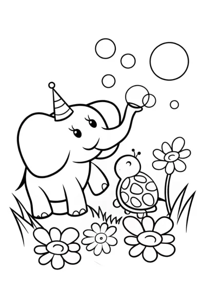 Rainbow Friends in the Bubble Garden Coloring Page