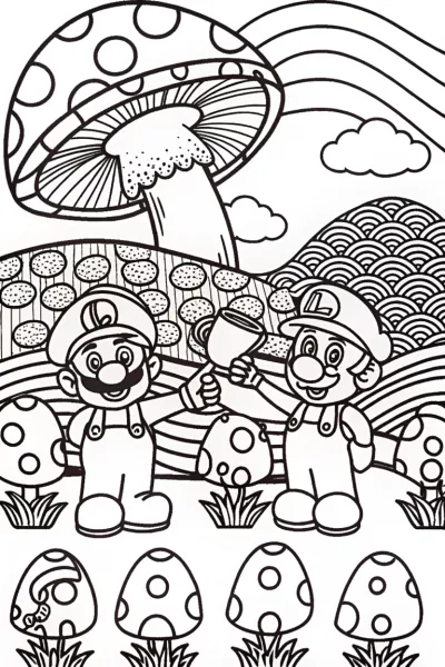 Mario and Luigi’s Colorful Mushroom Garden Adventure