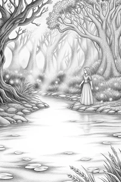 Princess exploring a mystical lake