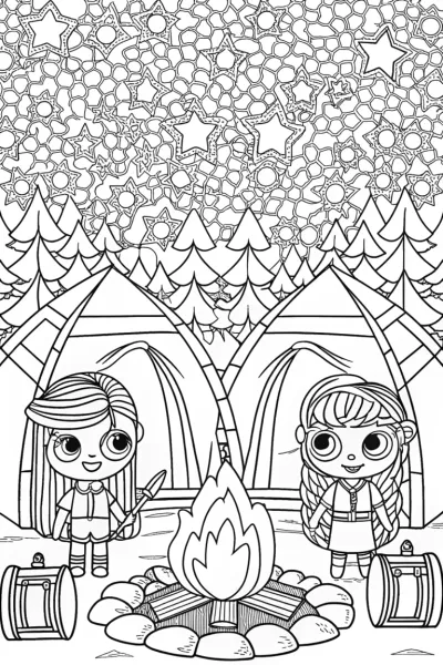 Bratz dolls camping under stars