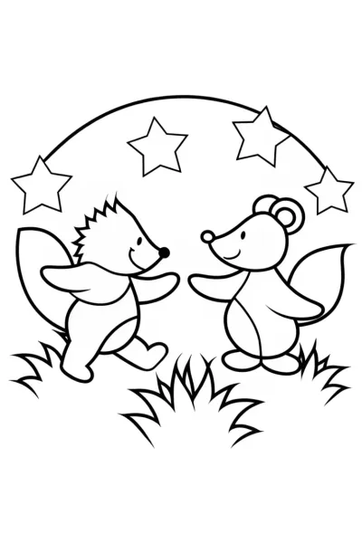 Woodland creatures dancing