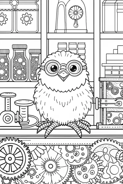 Chick’s Inventive Workshop Coloring Page