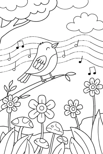 The Melodious Nightingale’s Dream Coloring Page