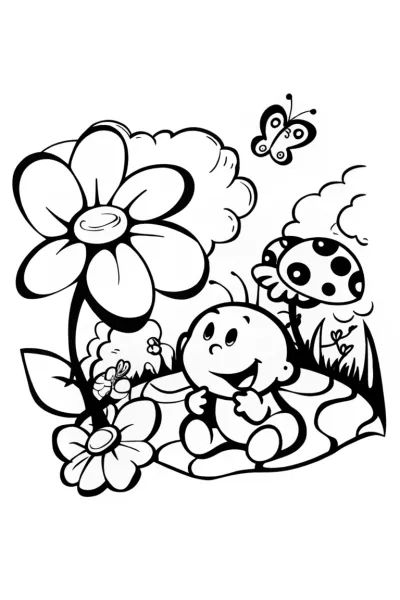Baby’s Garden Adventure Coloring Page