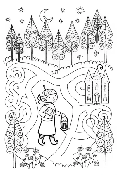 The Whimsical Labyrinth Coloring Page