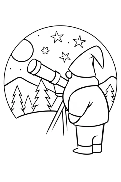 Gnome astronomer stargazing