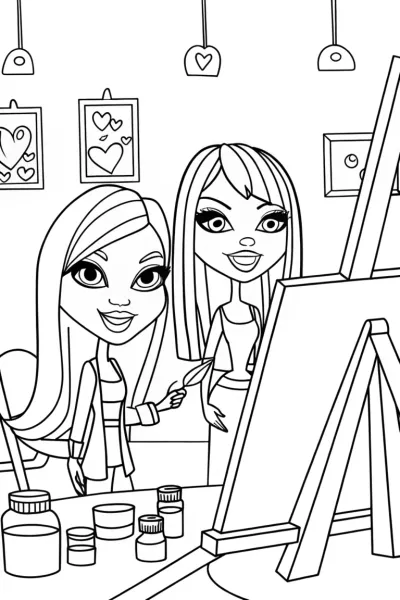 Bratz Dolls Art Studio Coloring Page