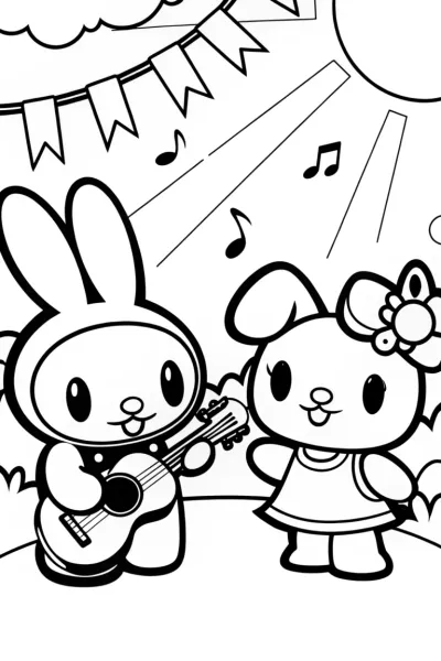 My Melody Magical Music Festival Coloring Page