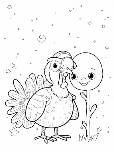 Turkey exploring a cosmic garden