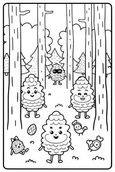 The Playful Pinecone Family Coloring Page