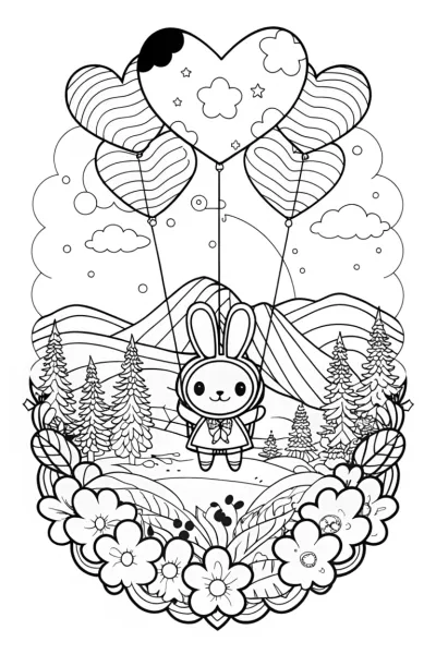 My Melody’s Dreamy Balloon Adventure Coloring Page