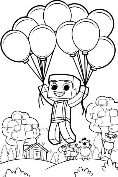 The Great Minecraft Balloon Adventure Coloring Page