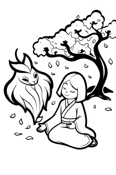 Demon Slayer’s Heartwarming Moment Coloring Page