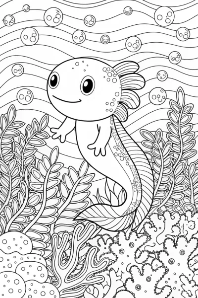 Axolotl’s Colorful Underwater Journey