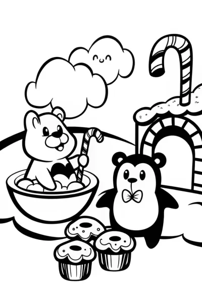 Rainbow Friends at the Cloud Bakery Coloring Page