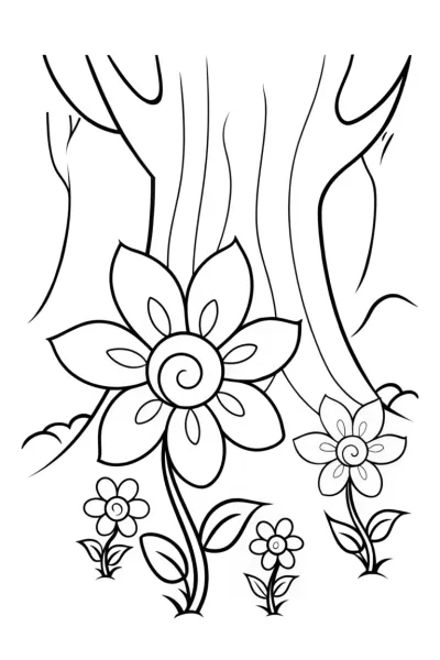 Whimsical Flower Folktale Coloring Page