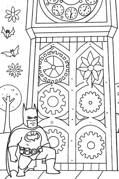 Batman and the Enchanted Clock Tower Coloring Page