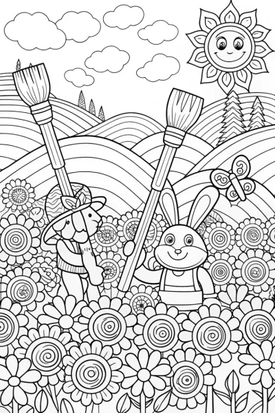 Bowser’s Artistic Garden Coloring Page