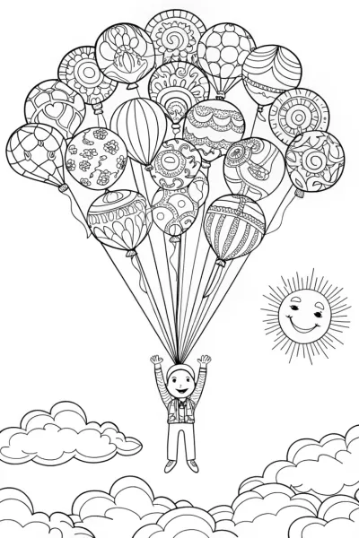 JJ’s Musical Balloon Adventure Coloring Page