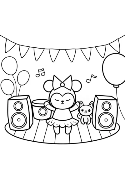 Kuromi’s Enchanted Music Festival Coloring Page