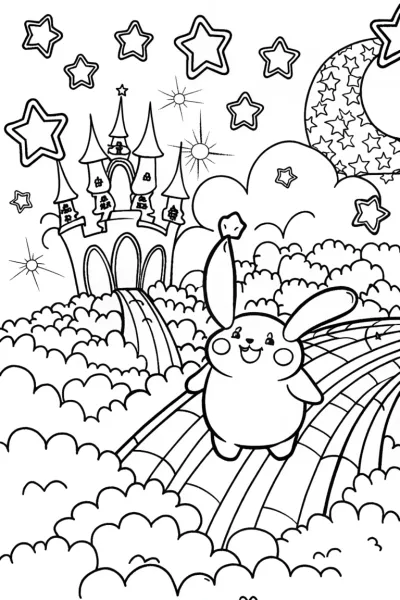 Pompompurin’s Magical Stardust Adventure Coloring Page