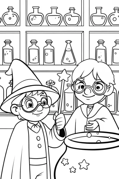 Mario and Luigi’s Magical Potion Adventure Coloring Page