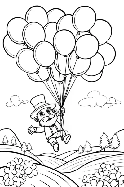 Gnome Balloon Adventure Coloring Page