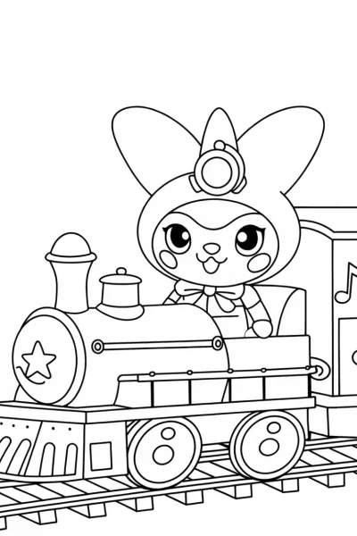 Kuromi riding a musical train