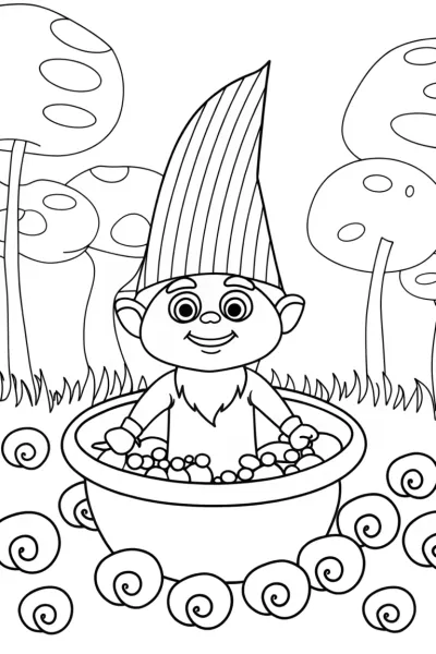 Jasper the Gnome in the Magical Forest Coloring Page