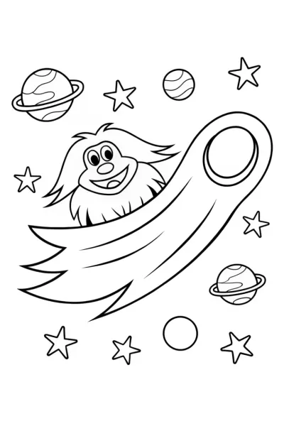 Huggy Wuggy’s Cosmic Adventure Coloring Page
