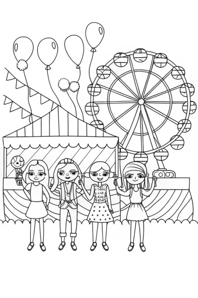 Bratz Dolls’ Night at the Carnival Coloring Page