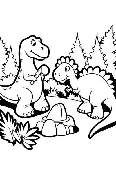 Dino Artisans at Work Coloring Page