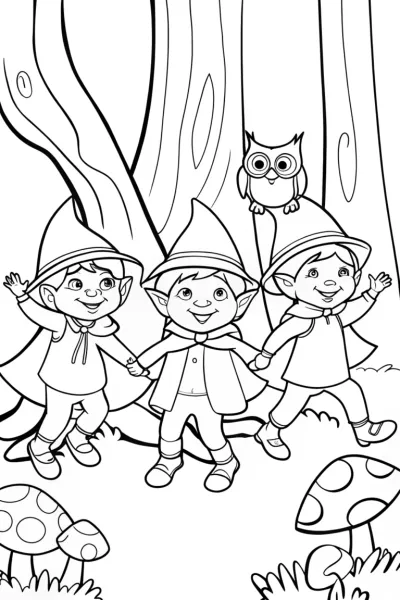 Goblins’ Mischief in the Enchanted Forest Coloring Page