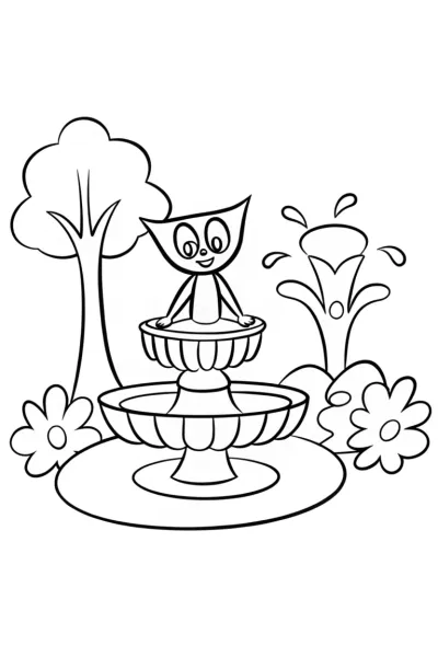 Huggy Wuggy at the magical fountain