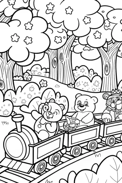 Care Bears Dreamy Train Adventure Coloring Page