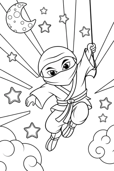 Ninja Starry Sky Adventure Coloring Page