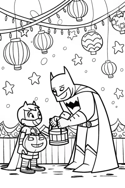 Batman at the Lantern Festival Coloring Page