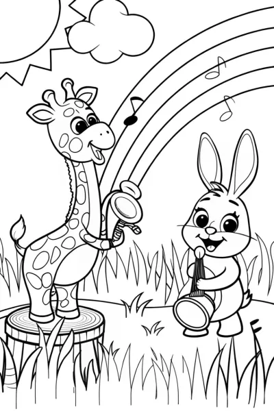 Rainbow Friends’ Joyful Music Journey Coloring Page