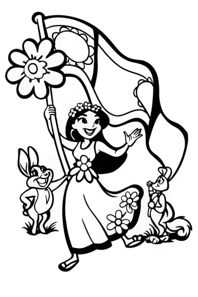 Jasmine’s Whimsical Parade Coloring Page