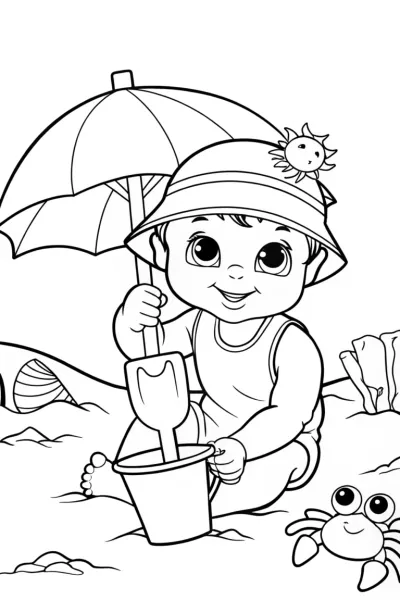 Baby’s Sunshine Adventure Coloring Page