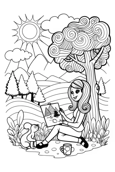Barbie’s Art Adventure Coloring Page
