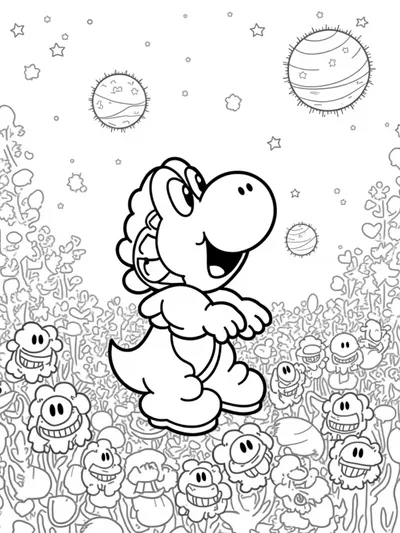 Yoshi in an alien garden