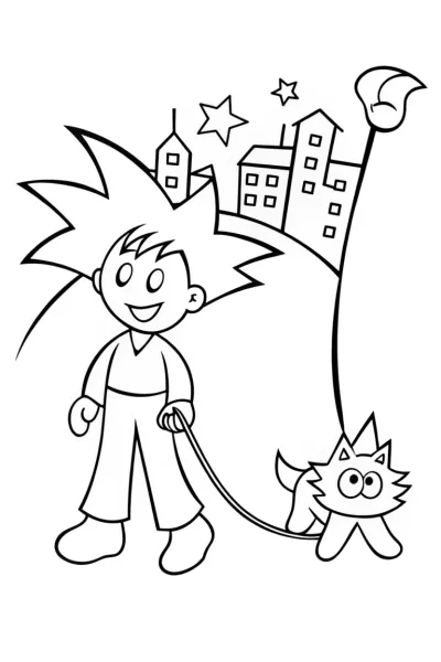 Goku’s Intergalactic Pet Parade Coloring Page
