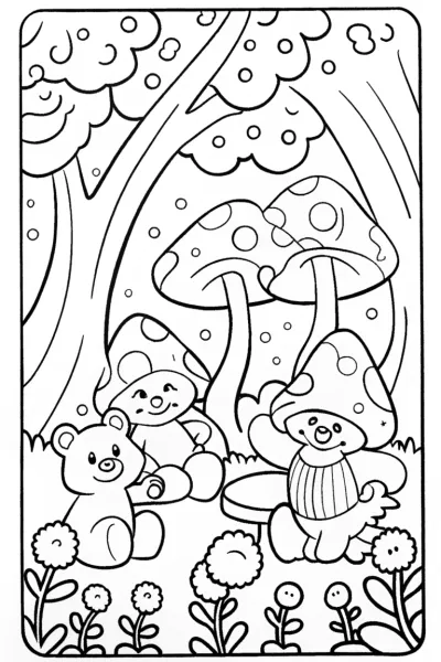 Care Bears in the Magical Forest Coloring Page