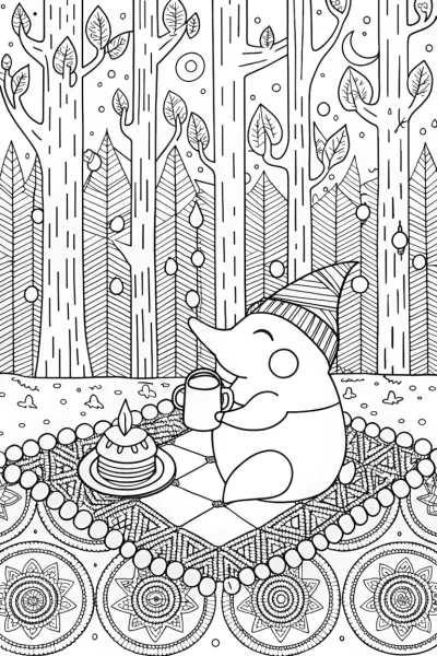 Cyndaquil’s Enchanted Tea Party Coloring Page