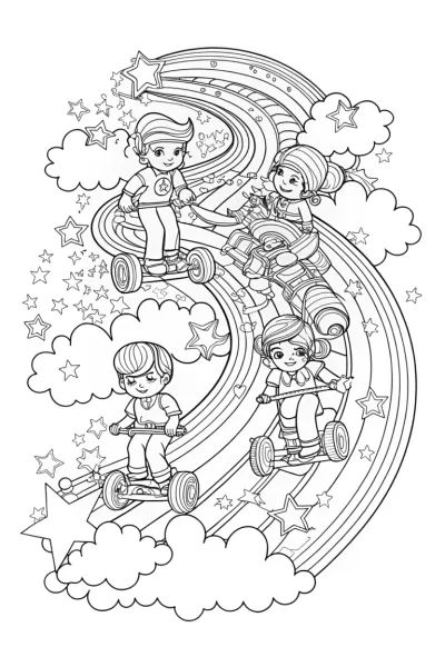 Rainbow High Adventure on Rainbow Road Coloring Page