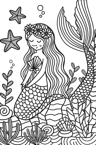 Mermaid in her celestial garden